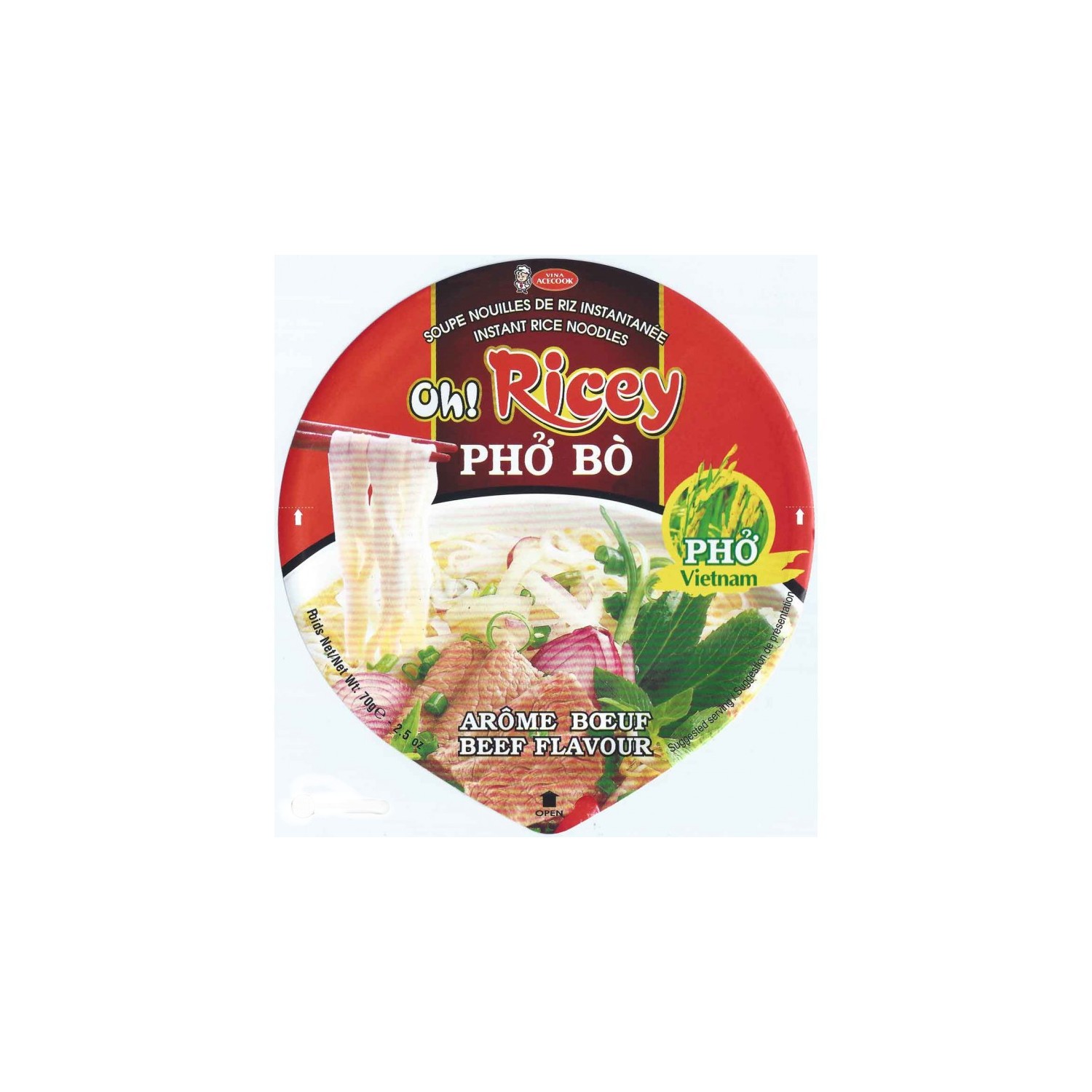 Oh Ricey - Noodles - 70g Bowl Instant rice noodles Pho Bo (Beef)