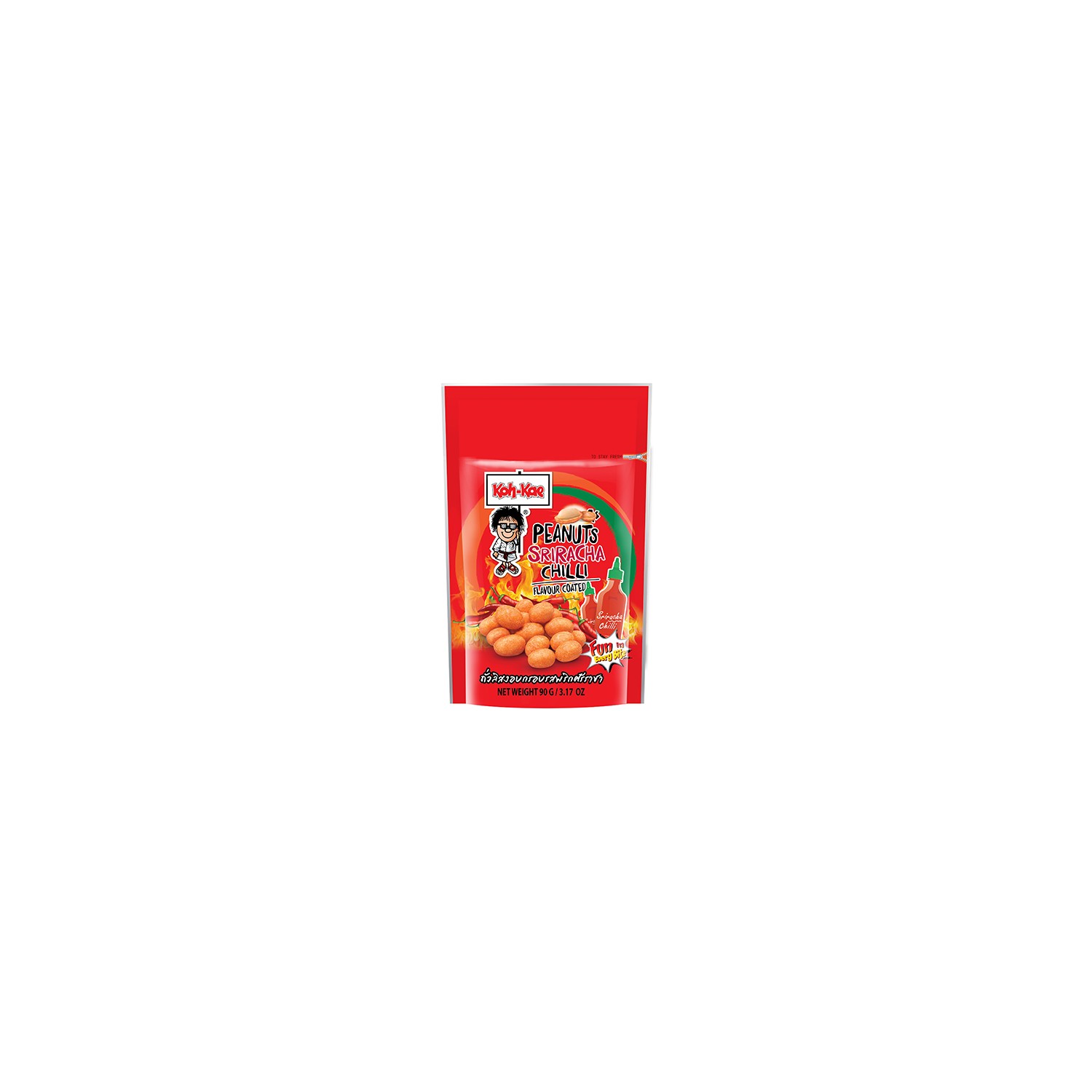 Koh-Kae Sriracha Peanuts 90g Resealable Sriracha Chilli Flavour Peanut Snack