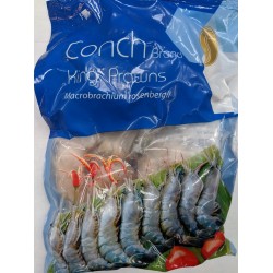 Conch King prawns 8/12 450g (800g) Fresh Water Headles Shell On Easy Peel IQF (Individually Quick Frozen) king prawns