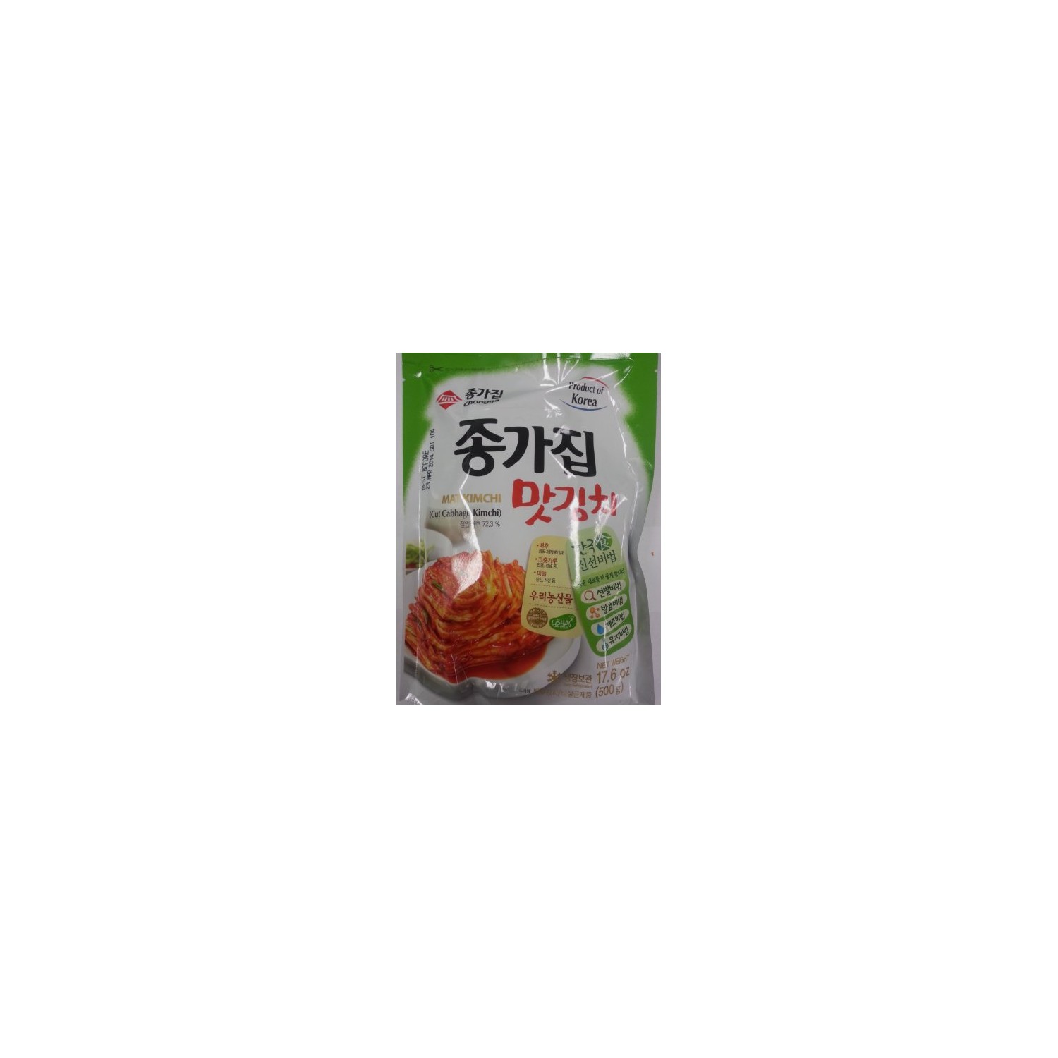 Old Style Chongga Mat Kimchi 500g (종가집 - 맛김치) Cut Sweet & Spicy Cabbage Fresh Kimchi