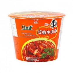Unif Bowl 110g Instant Noodles 統一桶裝紅椒牛肉麵 Spicy Beef...