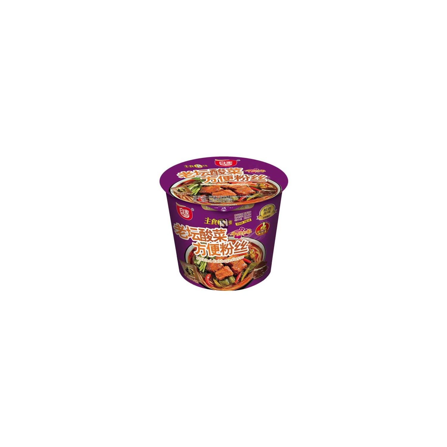 Bai Jia Noodles Spicy Fei-Chang Flavour 75g (百家 辣味肥腸味方便粉絲)Sweet Potato Noodle Bowl Bai Jia Noodles Spicy Fei-Chang Flavour 75g (百家 辣味肥腸味方便粉絲)Sweet Potato Noodle Bowl