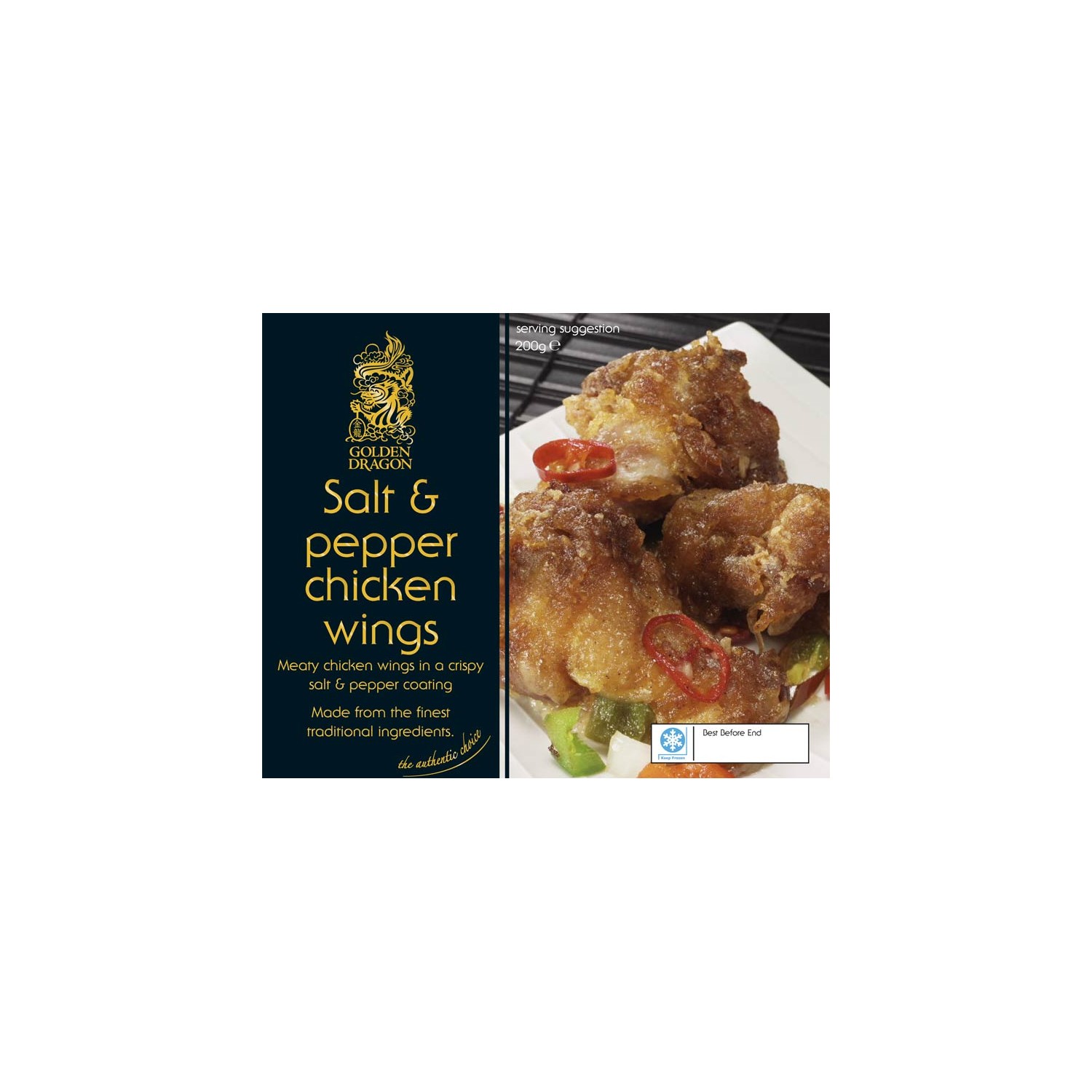 Golden Dragon Salt and Pepper Chicken Wings 200g Frozen Chinese Chicken Wings