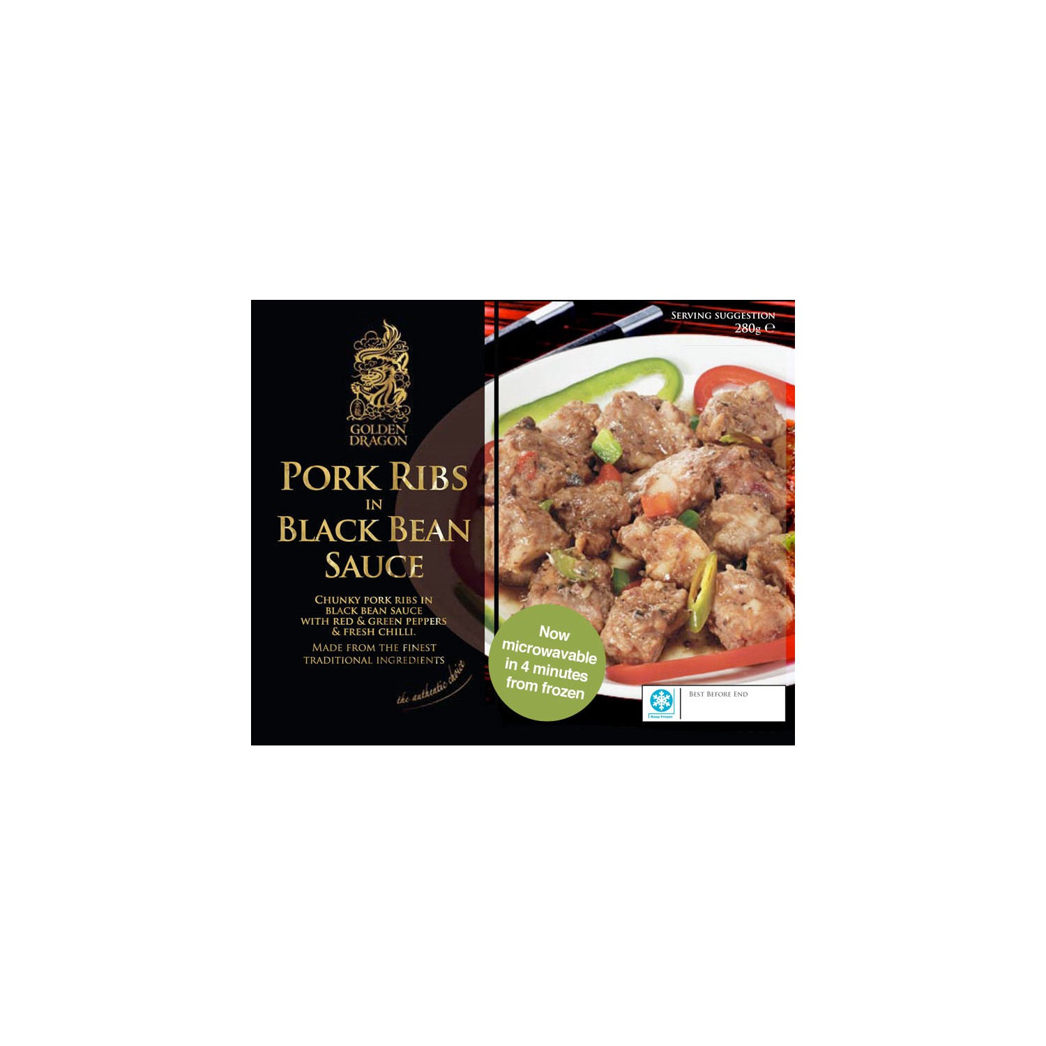 Golden Dragon Pork Ribs in Black Bean Sauce 280g Frozen Chinese Black Bean Ribs Golden Dragon Pork Ribs in Black Bean Sauce 280g Frozen Chinese Black Bean Ribs