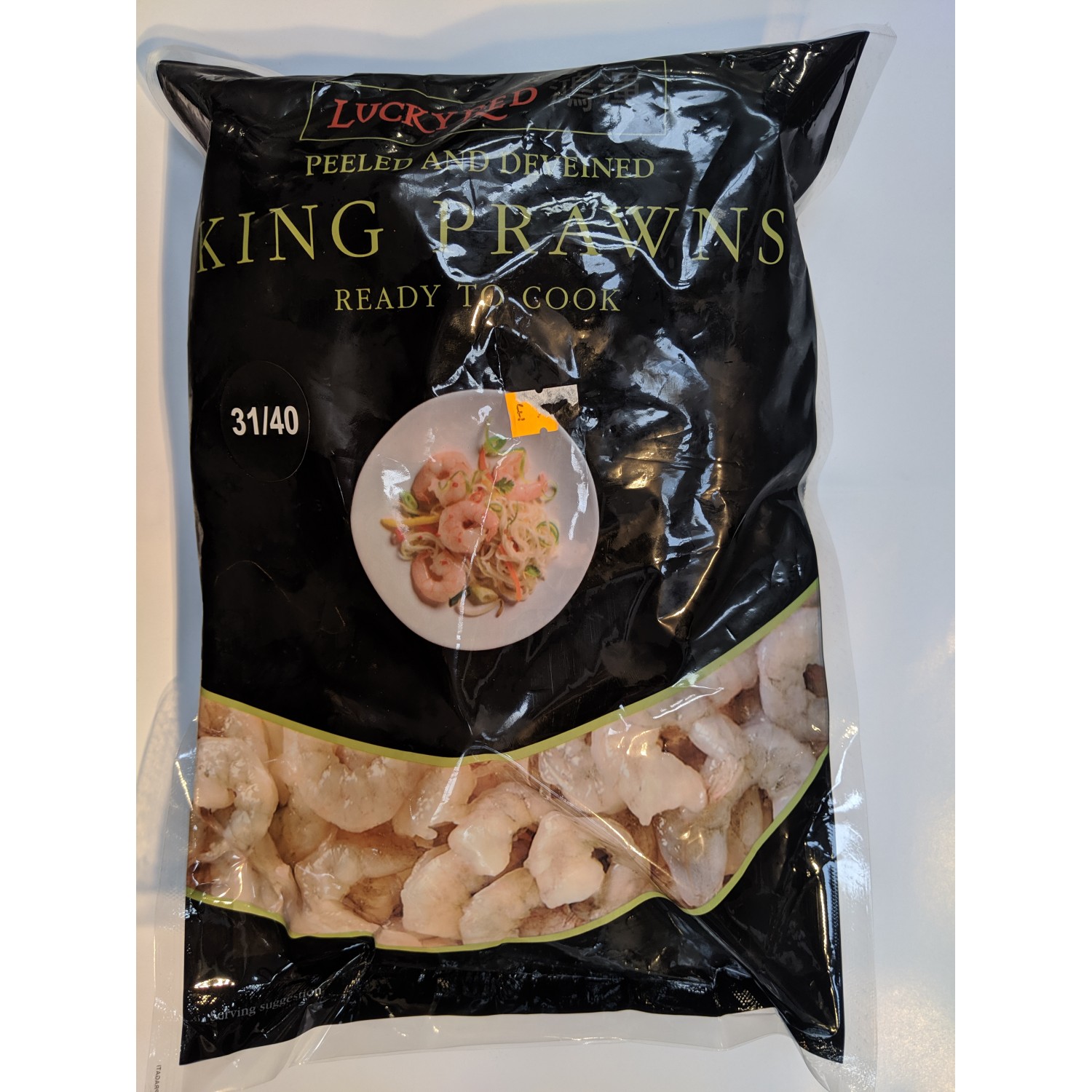 Lucky Red Peeled and Deveined 31/40 King Prawns IQF 900g without glaze Lucky Red Peeled and Deveined 31/40 King Prawns IQF 900g without glaze
