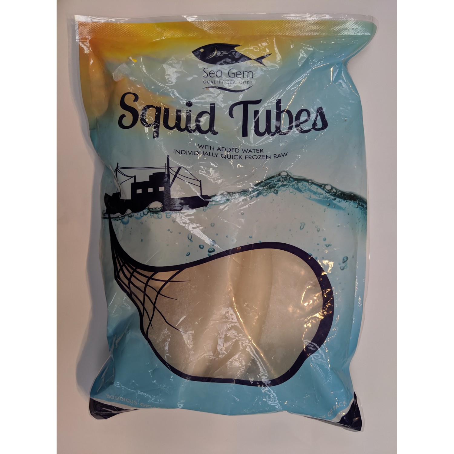 Sea Gem IQF Squid Tubes with added water 700g net without glaze frozen raw squid tubes Sea Gem IQF Squid Tubes with added water 700g net without glaze frozen raw squid tubes