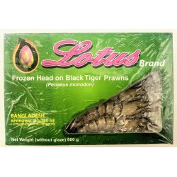 Lotus Frozen Head on Tiger Prawn 600g Net 40% Glaze  8/12...