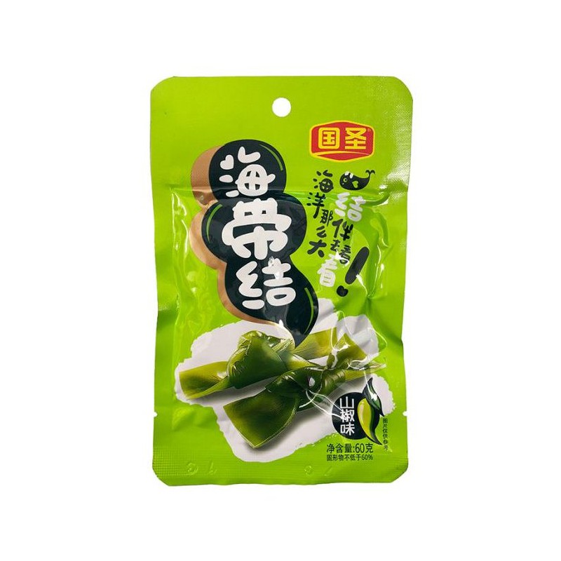 Guo Sheng Spicy Kelp Seaweed Knot 60g 国圣山椒味海帶結 GS Spicy Kelp Knots