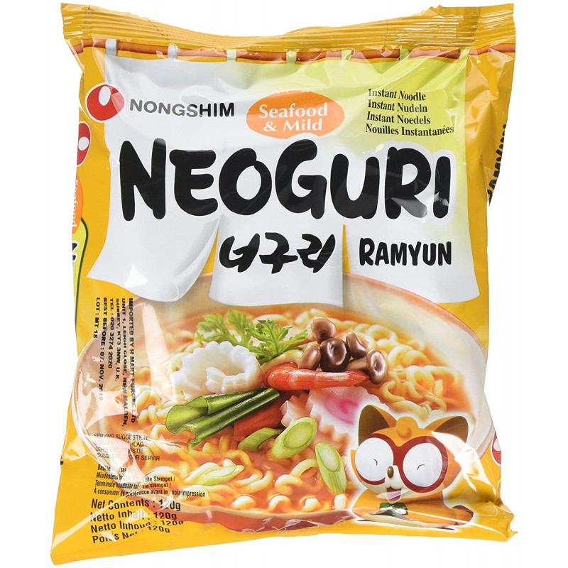 Nongshim Noodle Box 20 X 120g Seafood & Mild Neoguri Instant Korean Ramyun Noodles