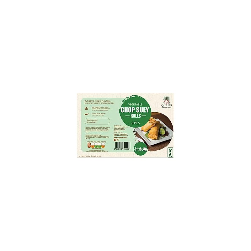 Quan's 600g Frozen Vegetable Chop Suey Rolls - 6 Pieces Quan's 600g Frozen Vegetable Chop Suey Rolls - 6 Pieces