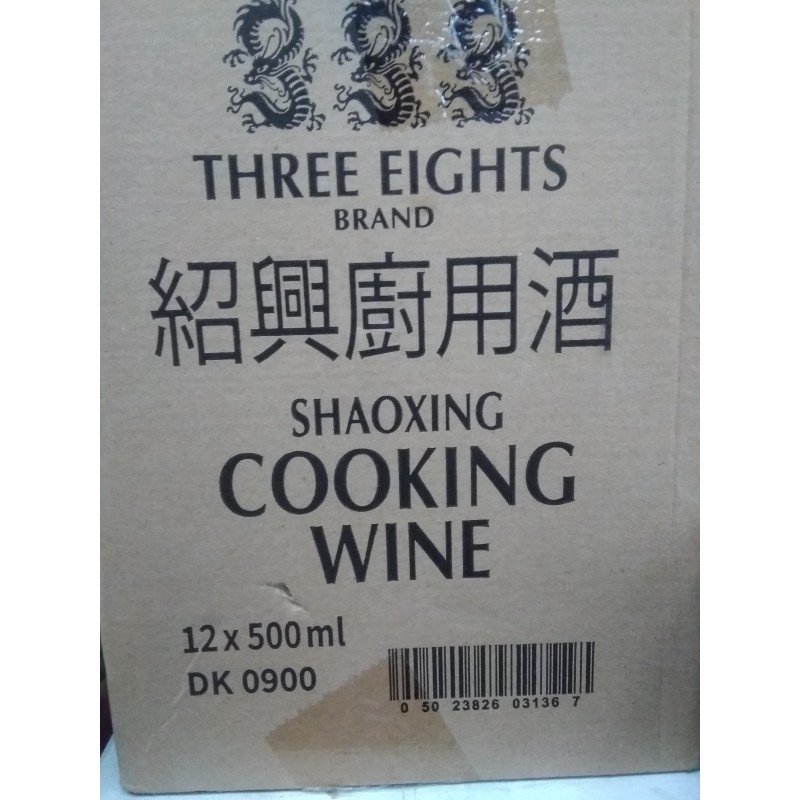 Three Eights Shaoxing Cooking Wine 12x500ml Shao Xing Wine