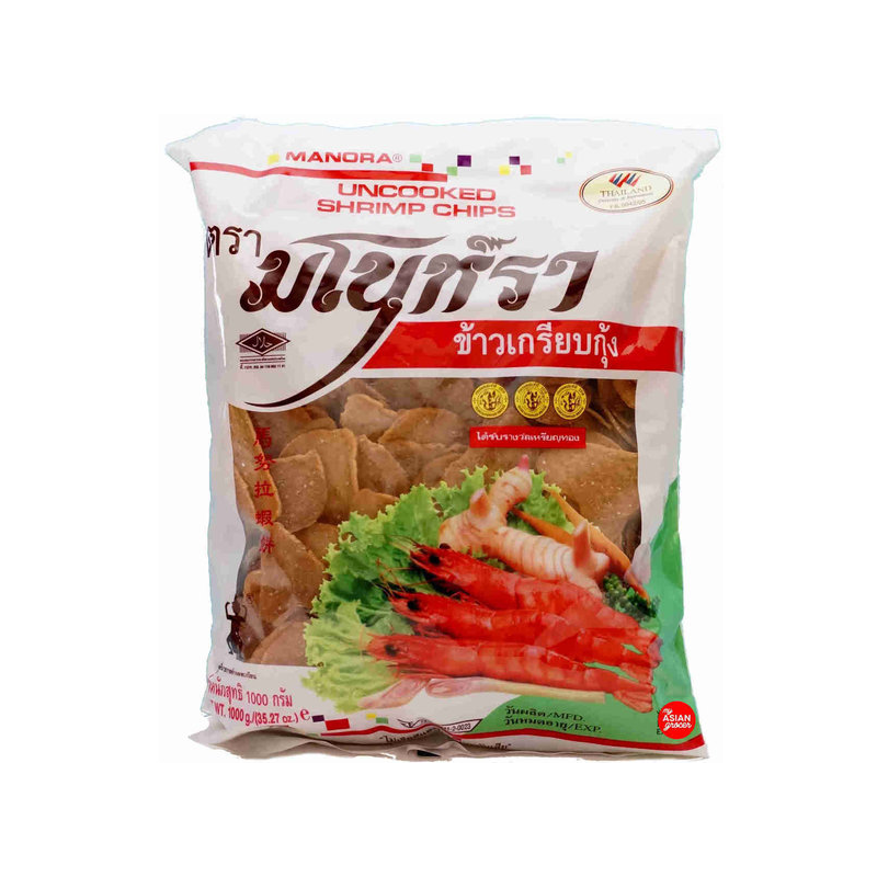 Manora Prawn Crackers Uncooked 500g ข้าวเกรียบกุ้ง Thai Shrimp Chips