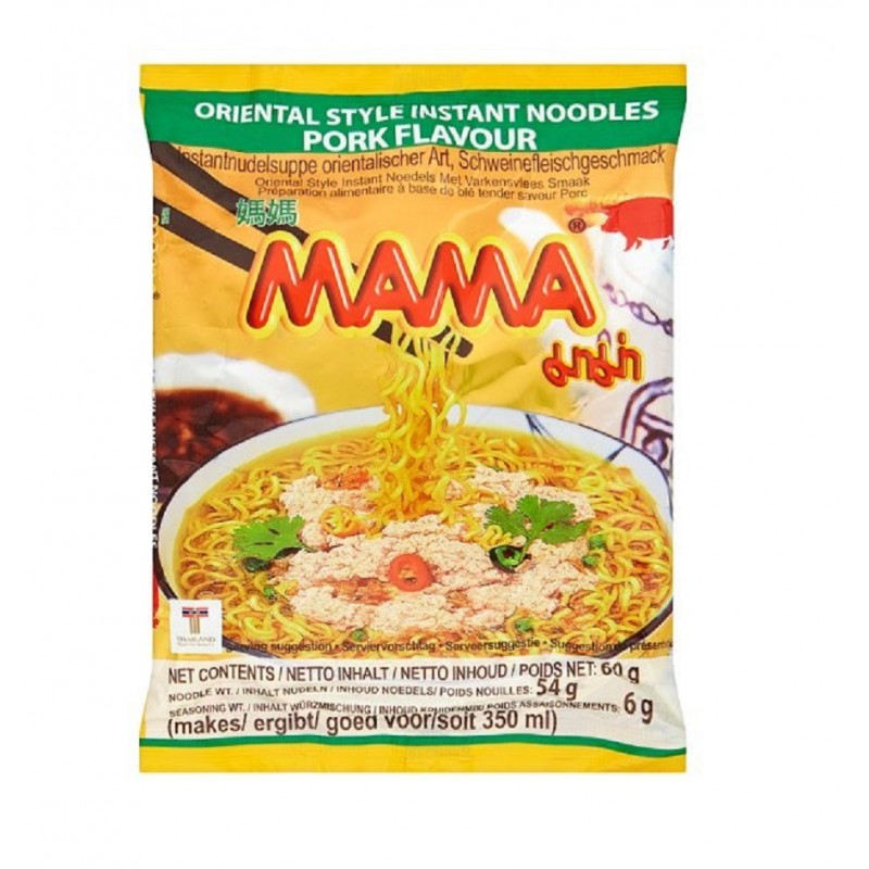 Mama Noodles Pork Flavour 60g Instant Thai Yellow Noodles