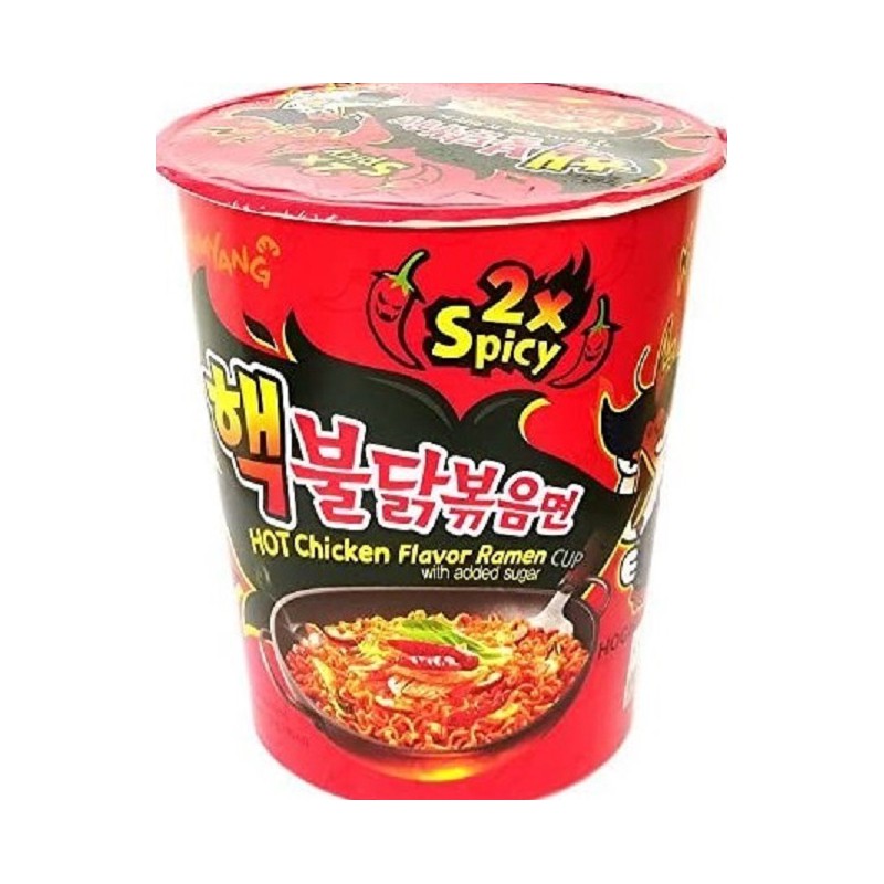 Samyang Noodles Hot Chicken Flavour Ramen 70g Cup 2x Spicy with added sugar