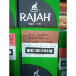 Rajah Hot Madras 10x100g Curry Powder