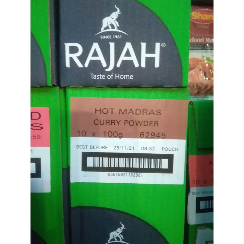 Rajah Hot Madras 10x100g Curry Powder Rajah Hot Madras 10x100g Curry Powder