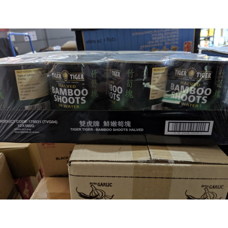 Tiger Tiger Full Case of 12x Halved Bamboo Shoots 560g in water Tiger Tiger Full Case of 12x Halved Bamboo Shoots 560g in water