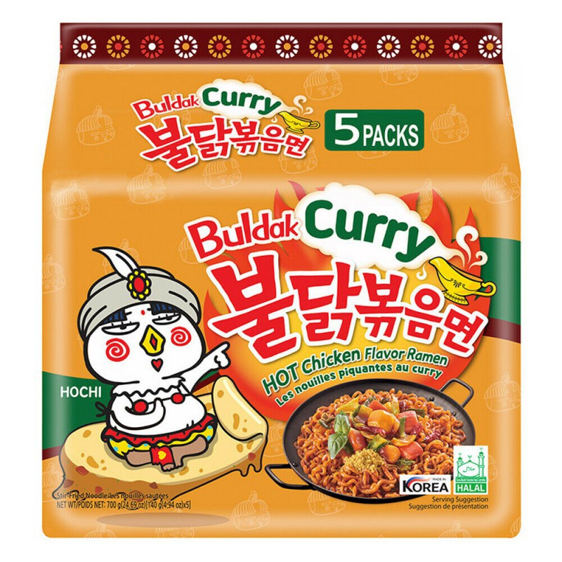 Samyang Curry Hot Chicken Stir Ramen Noodle Soup Pack of 5x140g Korean Curry Ramen Noodles New Packaging