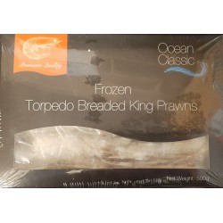 Ocean Classic Frozen Torpedo Breaded King Prawns 500g Torpedo Breaded King Prawns
