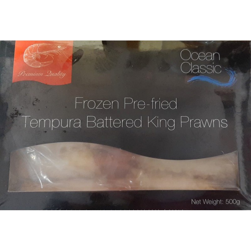 Ocean Classic Frozen Pre-Fried Tempura Battered King Prawns 500g Battered King Prawns