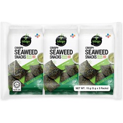 CJ Bibigo Crispy Seaweed Snacks Wasabi Flavour 15g (5g x 3 packs)