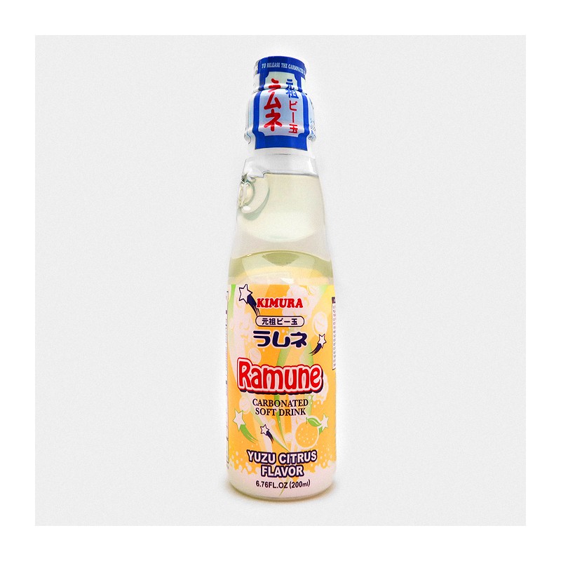 Kimura Ramune Carbonated Soft Drink Yuzu Citrus Flavor 200ml Soft Drink Yuzu Citrus Flavor