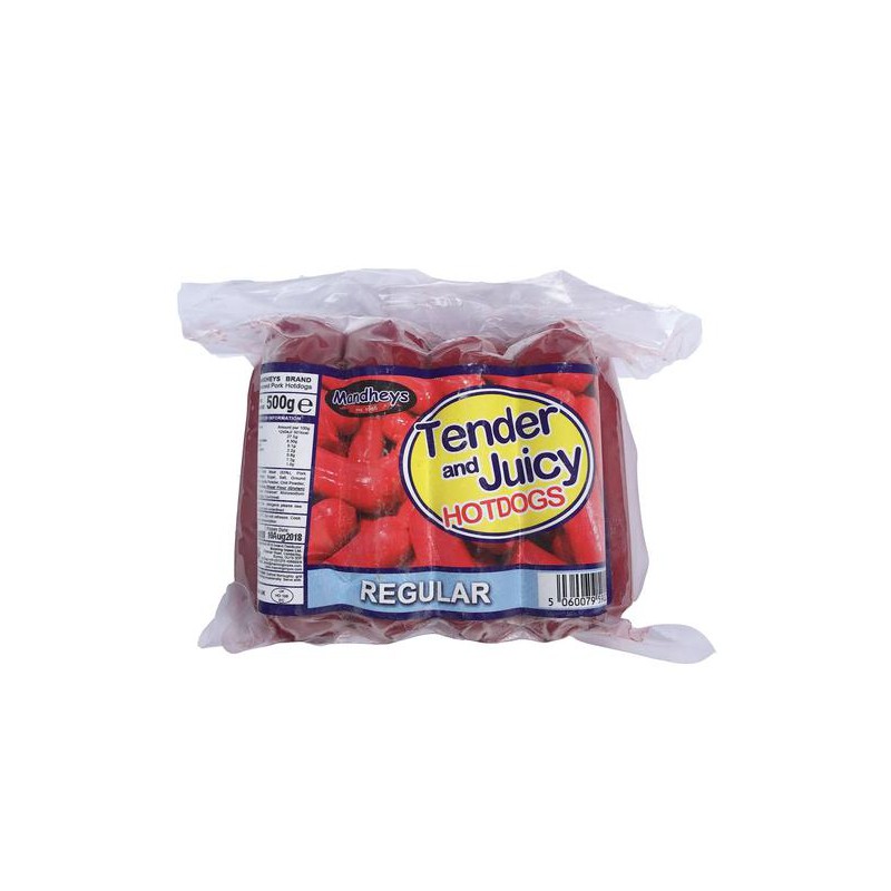 Mandheys Tender and Juicy Regular Hotdogs 500g Regular Hotdogs