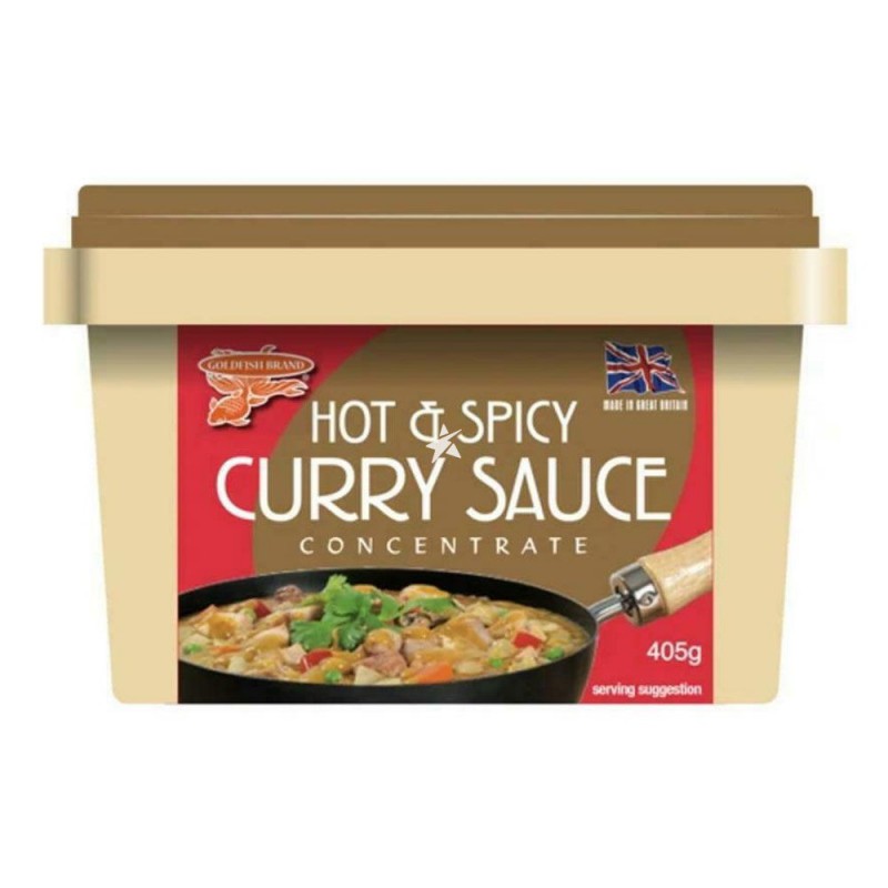 Goldfish Brand Hot & Spicy Curry Sauce 6x405g Concentrate (New Cream Tub)