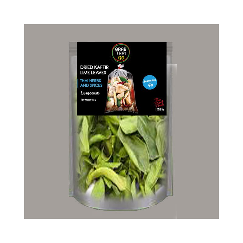 Grab Thai Go Dried Kaffir Lime Leaves Thai Herbs and Spices 50g Dried Kaffir Lime Leaves