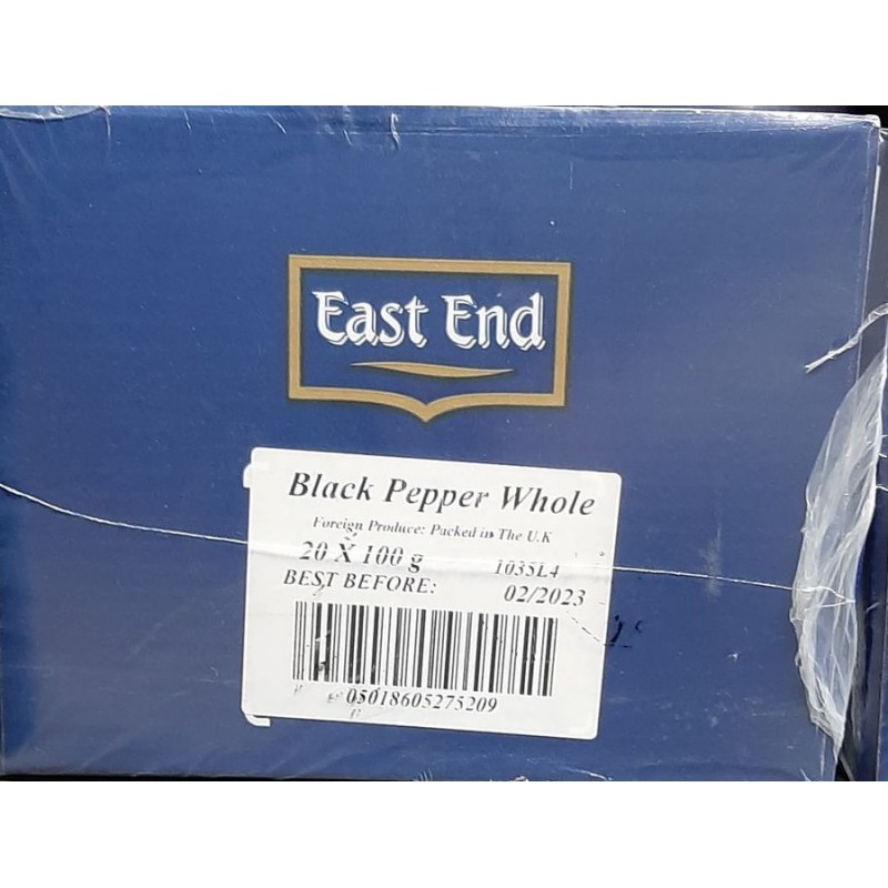 Full Case: East End Black Pepper Whole 20x100g Black Pepper Whole