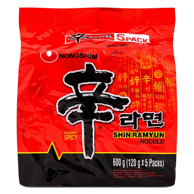 Nongshim Noodles Shin Ramyun Noodle 120g (辛辣面 5包裝) 5 packs of Korean Noodles Nongshim Noodles Shin Ramyun Noodle 120g (辛辣面 5包裝) 5 packs of Korean Noodles