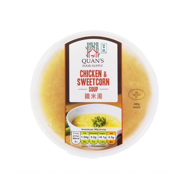 Quan's Chicken and Sweetcorn Soup 460g Frozen Chicken and Sweetcorn Soup Quan's Chicken and Sweetcorn Soup 460g Frozen Chicken and Sweetcorn Soup