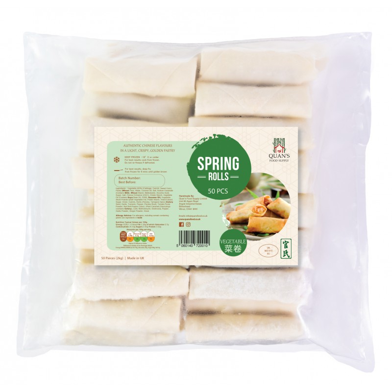 Quan's Vegetable Spring Rolls 50 pcs 2kg Frozen Vegetable Spring Rolls Quan's Vegetable Spring Rolls 50 pcs 2kg Frozen Vegetable Spring Rolls