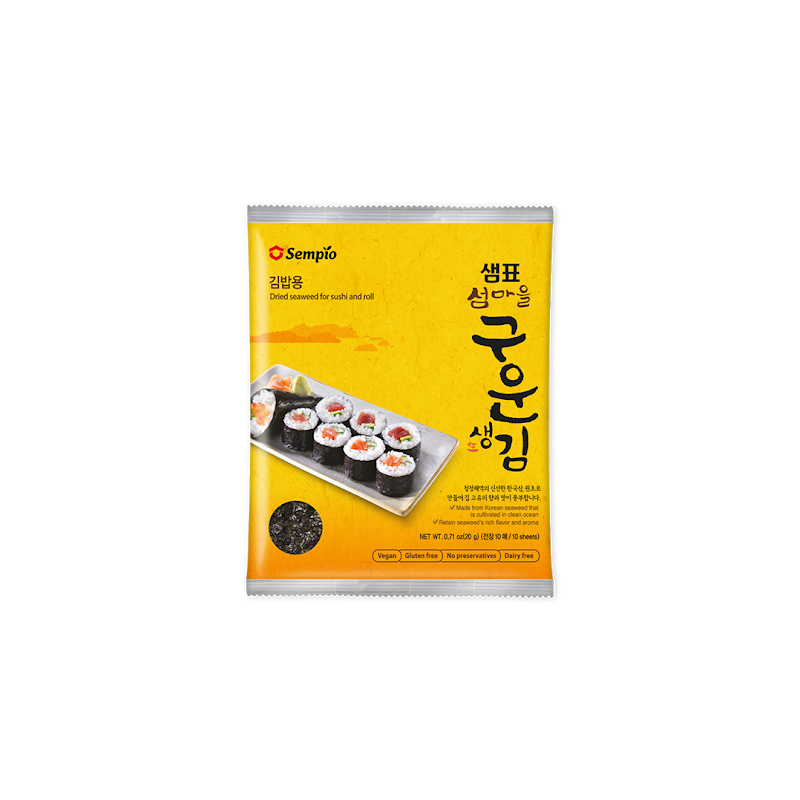 Sempio Dried Seaweed for Sushi and Roll (Nori) 50 Sheets 100g Dried Seaweed for Sushi and Roll (Nori) 50 Sheets