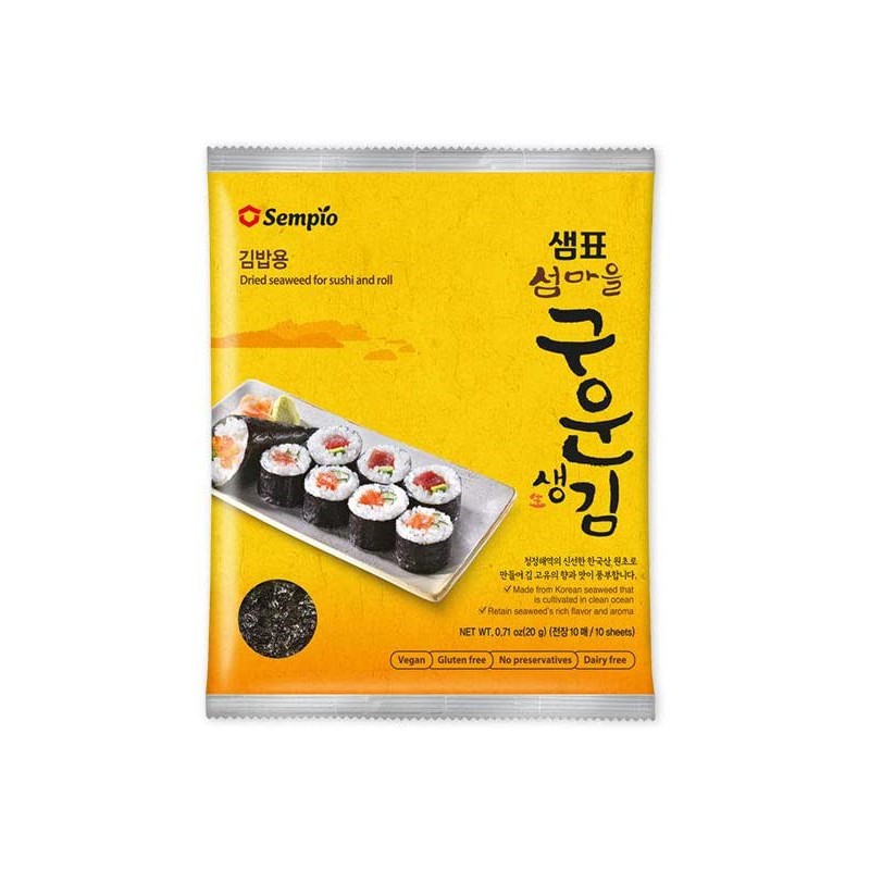 Sempio Dried Seaweed for Sushi and Roll 10 Sheets 20g Dried Seaweed for Sushi and Roll 10 Sheets