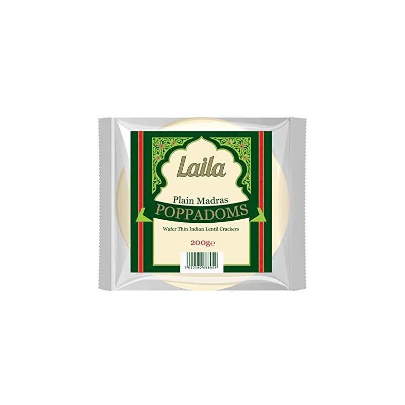 Laila Plain Madras Poppadoms 200g Plain Madras Poppadoms