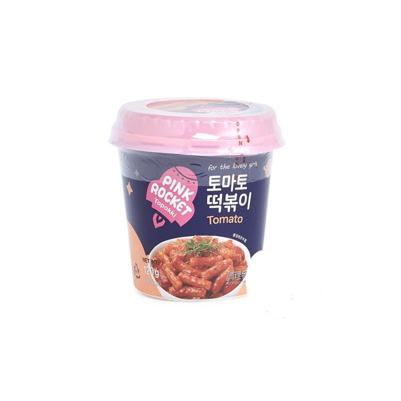 Pink Rocket Tteokbokki Rice Cake with Tomato Sauce 120g Instant Topokki Rice Cake Pink Rocket Tteokbokki Rice Cake with Tomato Sauce 120g Instant Topokki Rice Cake