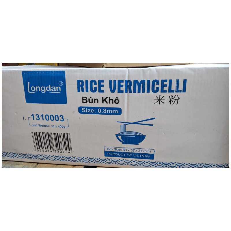 Full Case of 30x 400g Longdan Rice Vermicelli 0.8mm Bun Kho Vietnamese Rice Vermicelli
