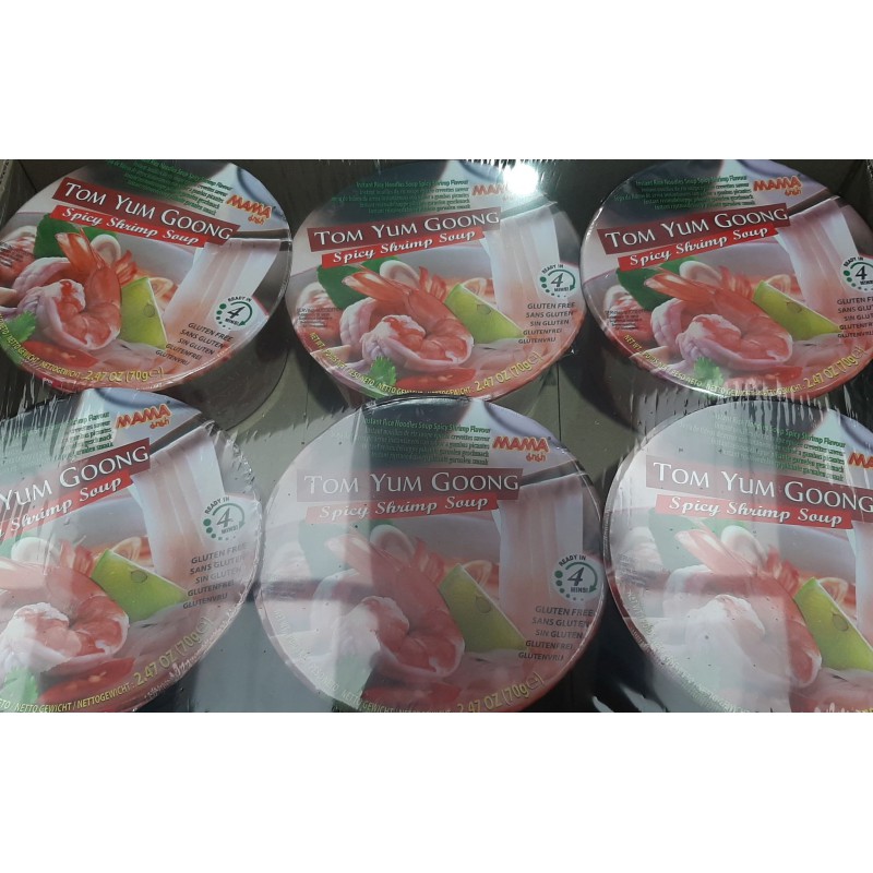 Full Case: 6x 70g Mama Tom Yum Goong Spicy Shrimp Soup Gluten Free