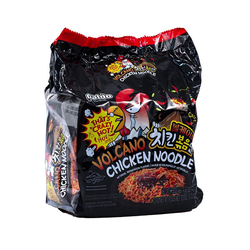 Full Case of 4x Paldo Volcano Chicken Noodle 140g x 4 Beef & Chicken Flavour Korean Noodles