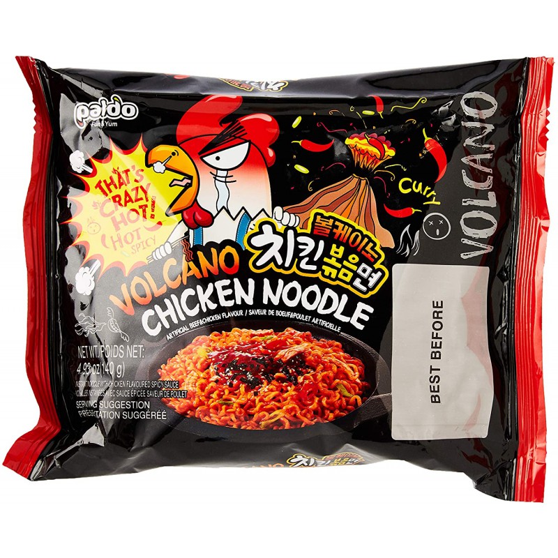 Full Case of 4x Paldo Volcano Chicken Noodle 140g x 4 Beef & Chicken Flavour Korean Noodles