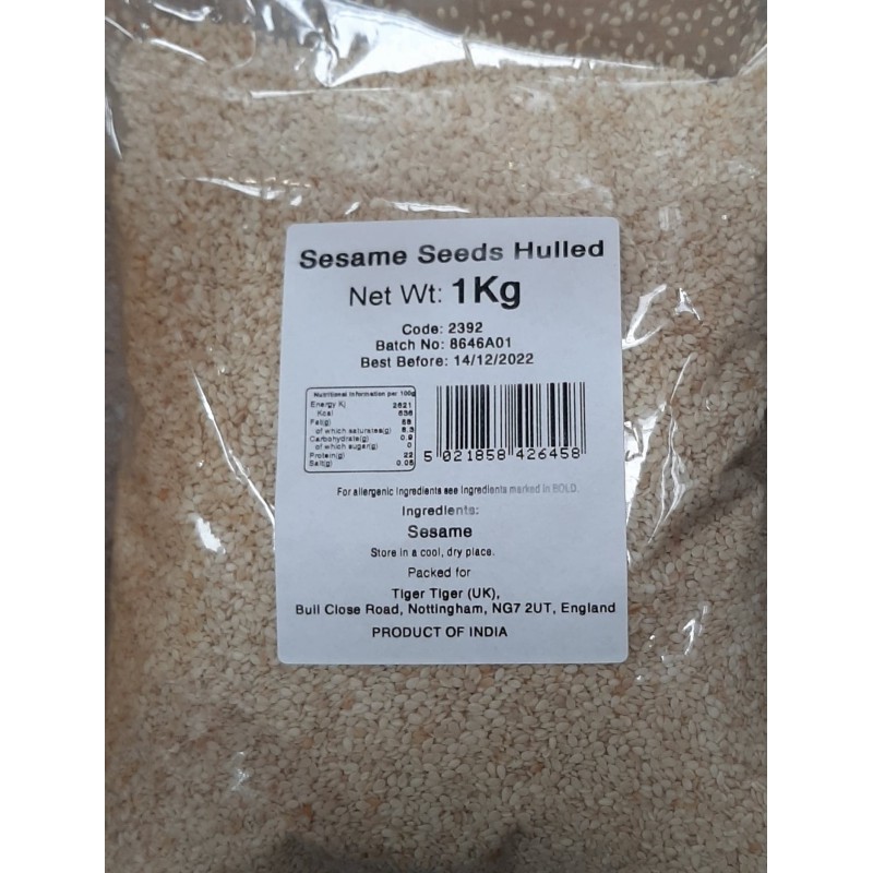 Tiger Tiger White Sesame Seeds Hulled 1kg