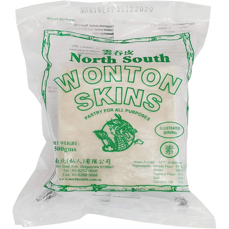 North South Frozen Wonton Skins (Pastry For All Purposes- Green Label) 500g