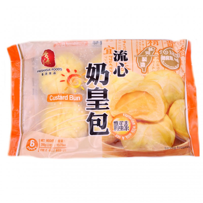 Fresh Asia Foods 390g Pack of 6 Frozen Custard Bun