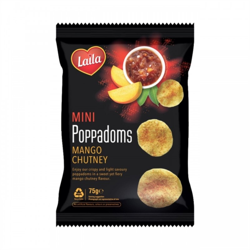 Laila Mini Mango Chutney Poppadoms 75g