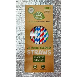 Eco Friend 100 Jumbo Paper Straws (Assorted Stripe)