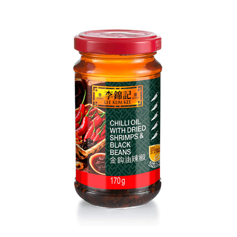 Lee Kum Kee Chilli Oil With Dried Shrimps & Black Beans 170gLee Kum Kee Chilli Oil With Dried Shrimps & Black Beans 170g