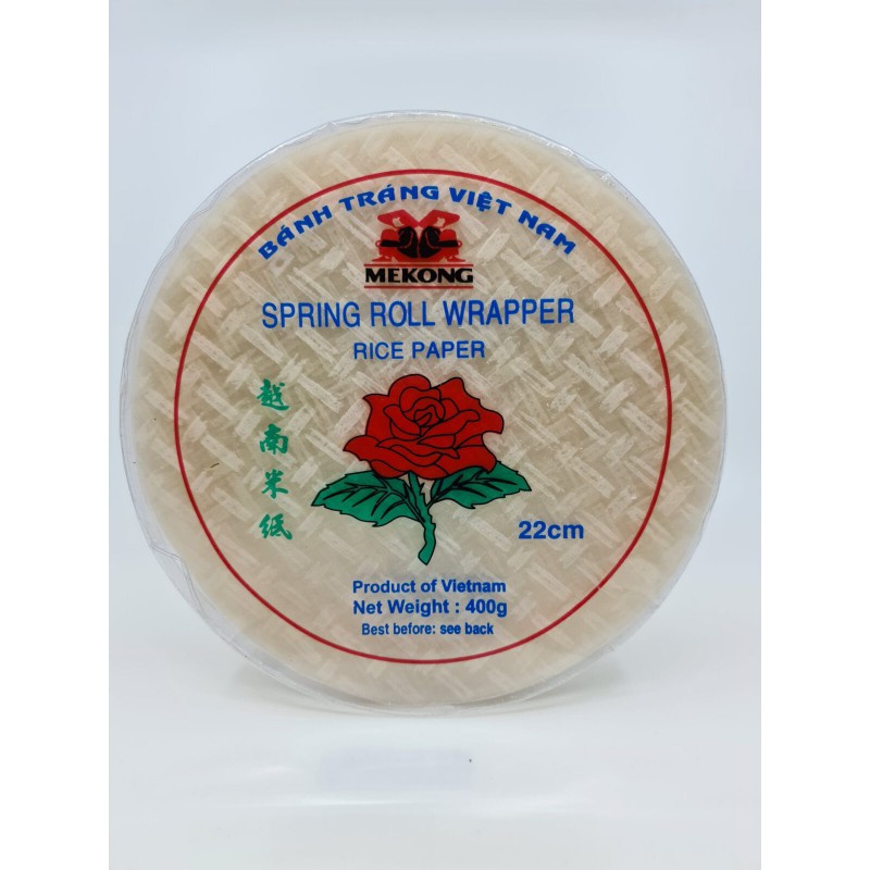 MEKONG 22CM SPRING ROLL WRAPPER ROUND RICE PAPER 400G