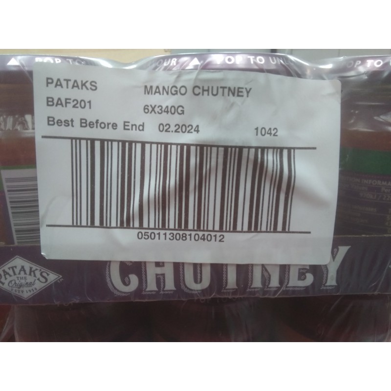 Patak's Hot Mango Chutney Full Case of 6x340g Indian Style Hot Mango Chutney Patak's Hot Mango Chutney Full Case of 6x340g Indian Style Hot Mango Chutney