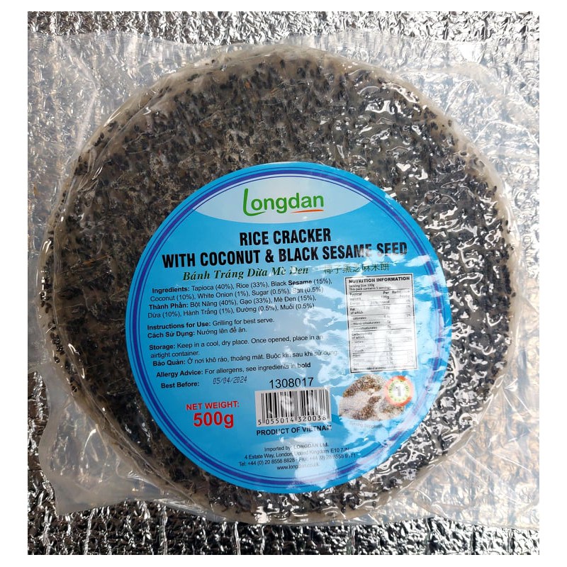 Longdan Rice Cracker With Coconut & Black Sesame Seed 500g Longdan Rice Cracker With Coconut & Black Sesame Seed 500g